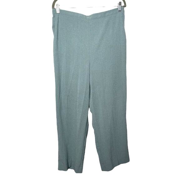 Alfred Dunner Pants Flat Front Elastic Back With Pockets Light Teal Size 16 - Picture 1 of 6